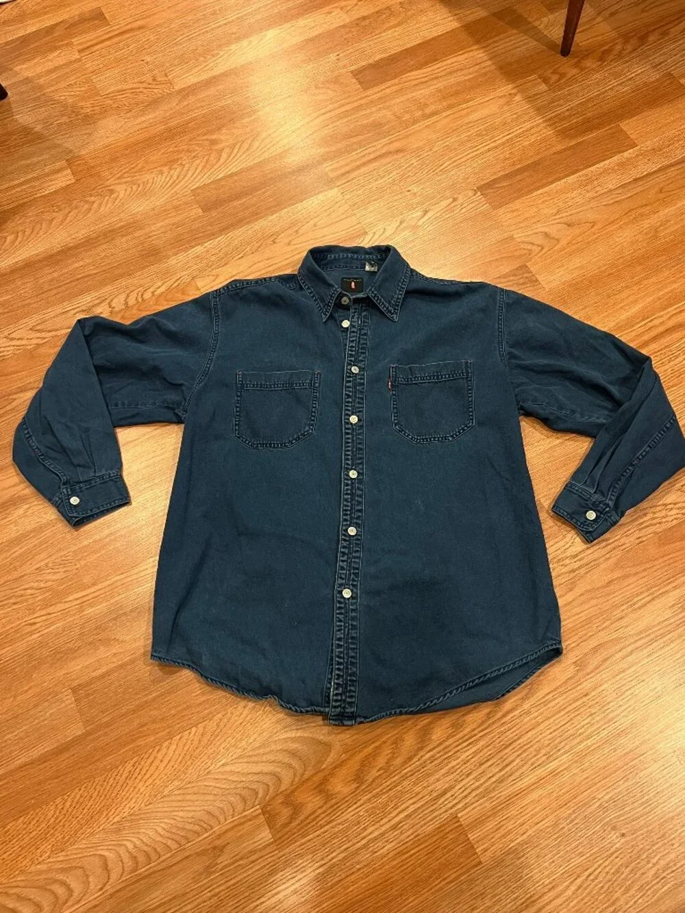 VTG 90s Levis Red Tab Blue Denim Shirt Button Down Long Sleeve Men’s LARGE Y2K